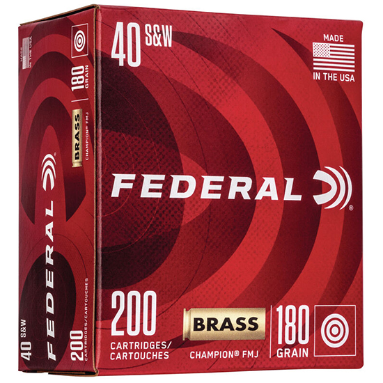 FED CHAMPION BRASS CASE 40SW 180GR FMJ 200/5 - Sale